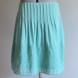 Loft Size 2 Eyelet Chiffon Mint Green Mini Skirt